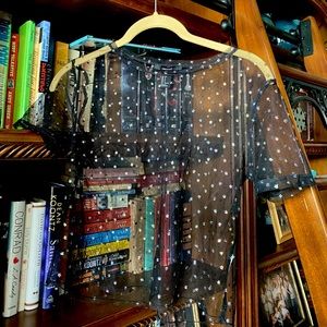 Sheer black star crop top